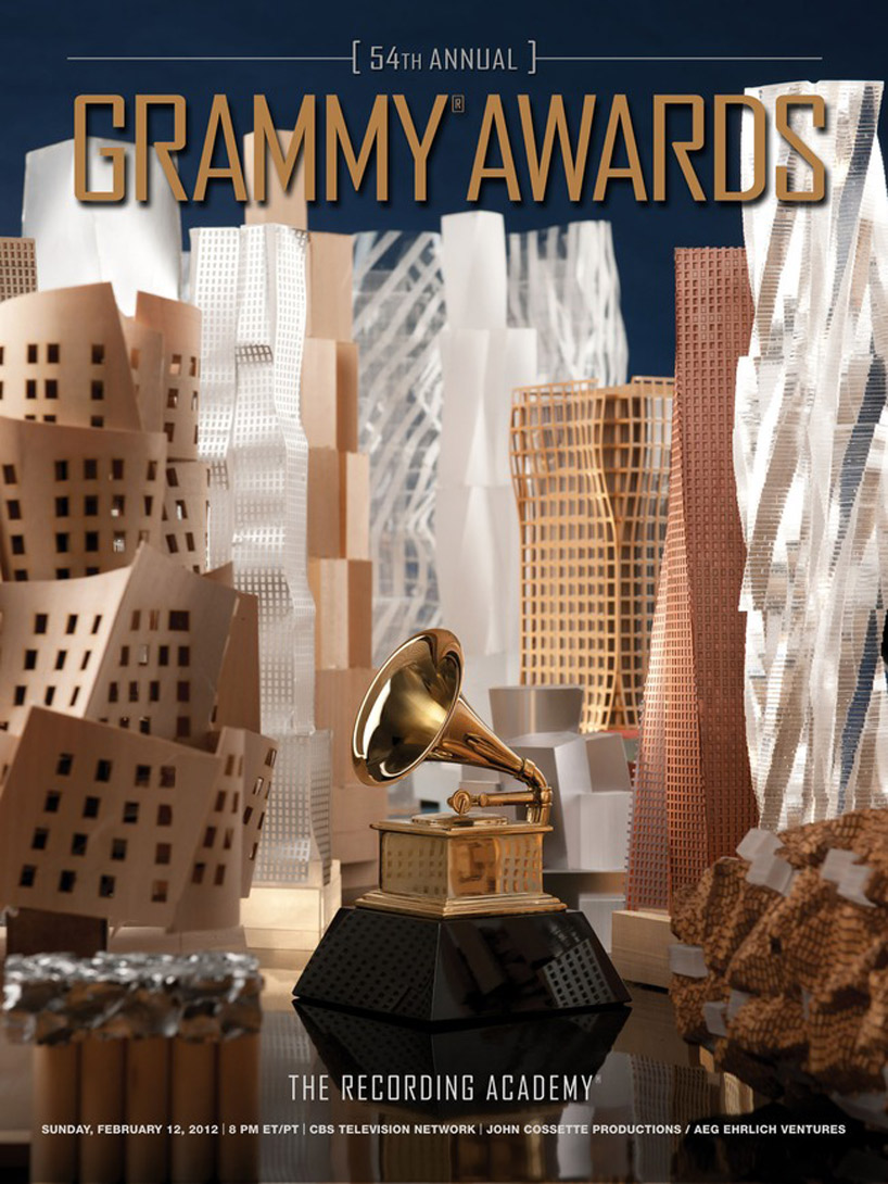 frank gehry designs 54th annual grammy awards poster